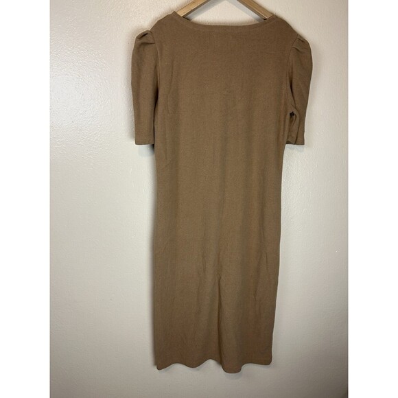 Dudley Stephens XL Duncan Terry Fleece Dress Midi Slit Fleece Brown Shift - Picture 5 of 6
